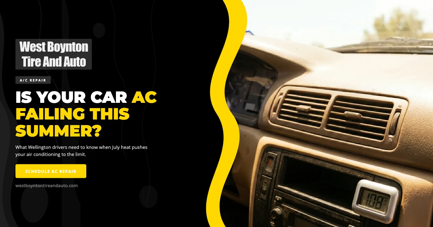 Car AC system repair in Wellington FL — auto technician performing A/C diagnosis
